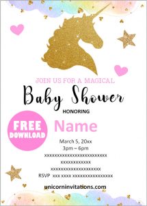 FREE Printable Unicorn Baby Shower Invitations template 🦄