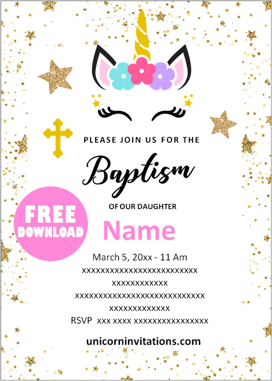 Unicorn Baptism Invitations