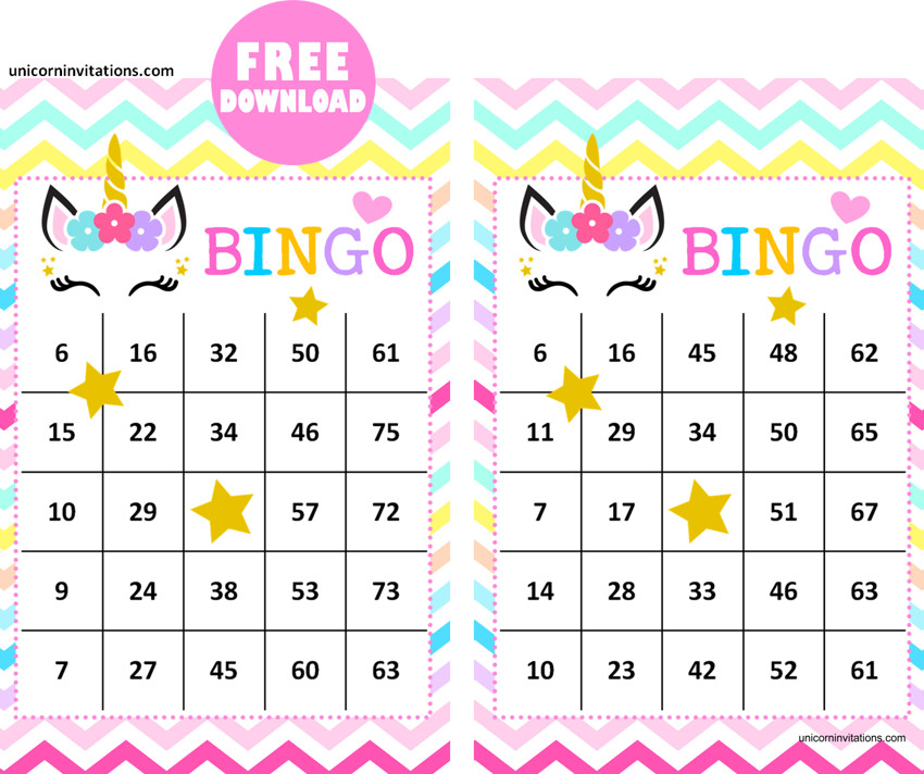 FREE Printable Unicorn Bingo Cards For Printing