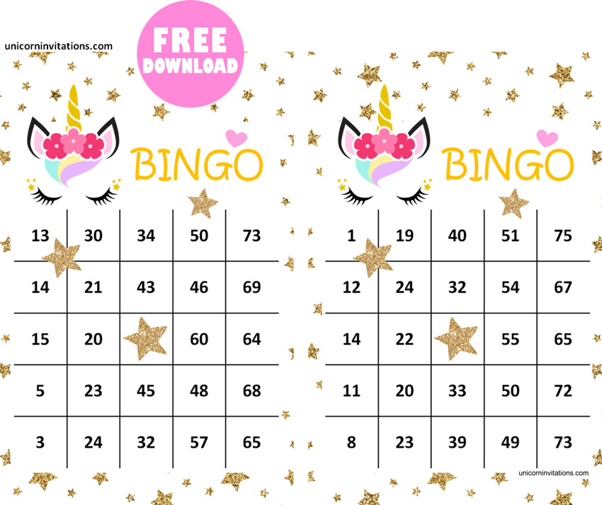 Free Printable Unicorn Bingo Cards For Printing