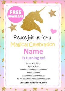 FREE Printable Unicorn Birthday Invitations template 🦄