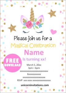 free printable unicorn birthday invitations template