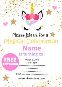 FREE Printable Unicorn Birthday Invitations template 🦄