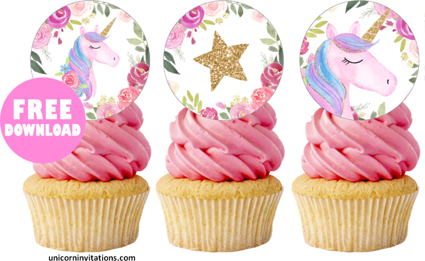 free printable unicorn cupcake toppers template