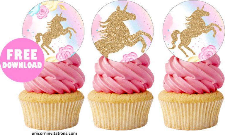 FREE Printable Unicorn Cupcake Toppers template 🦄