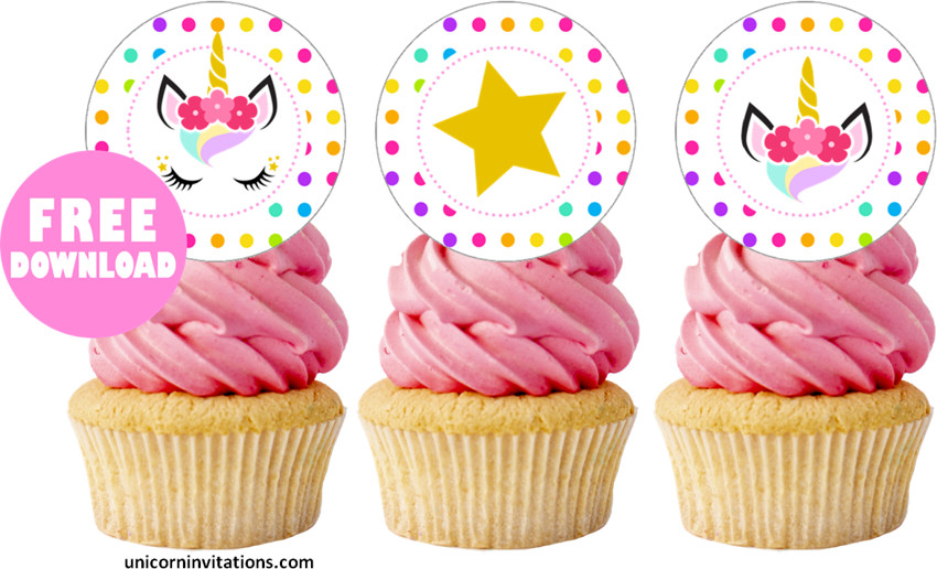 FREE Printable Unicorn Cupcake Toppers Template