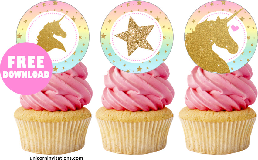 free printable unicorn cupcake toppers template