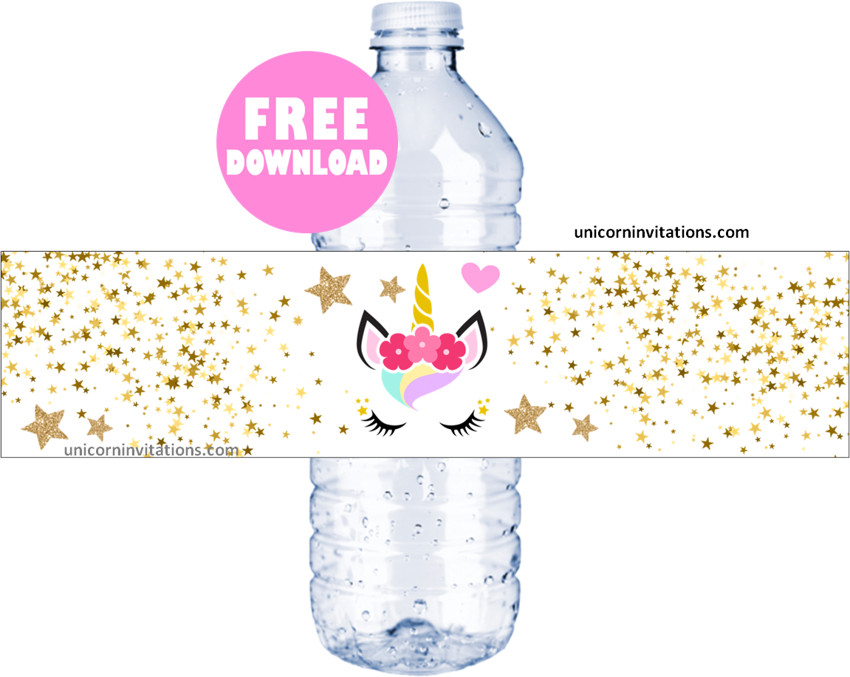 Free Printable Unicorn Water Bottle Labels Template