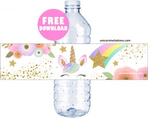 free printable unicorn water bottle labels template