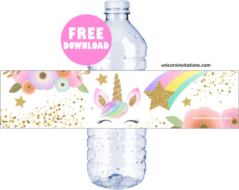 Free Unicorn Water Bottle Labels