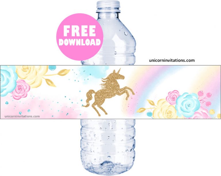 Unicorn Water Bottle Labels