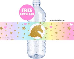 free printable unicorn water bottle labels template