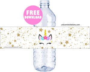 FREE Printable Unicorn Water Bottle Labels template 🦄