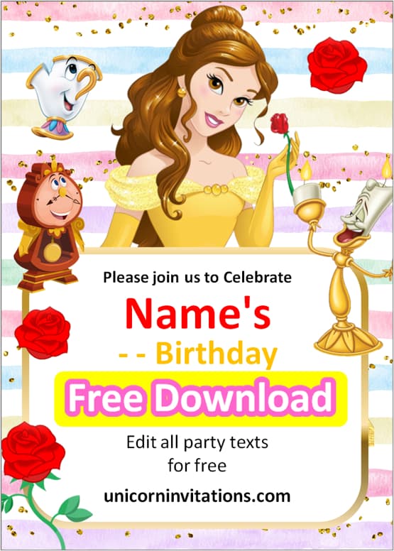 beauty and the beast digital invitation