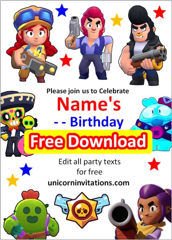 Brawl Stars invitation templates