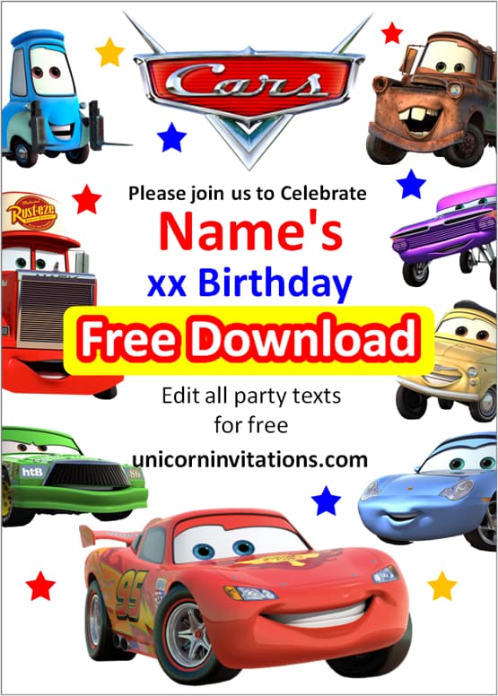 Cars invitation templates