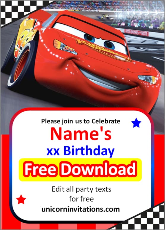 disney cars invitation