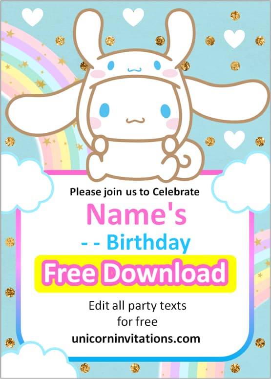 printable cinnamoroll party invitation