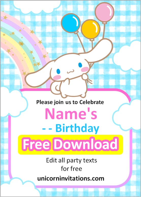 cinnamoroll invitation template free