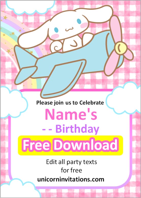 kawaii cinnamoroll invitation blank