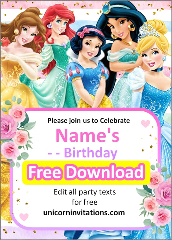 disney princess online invitations free