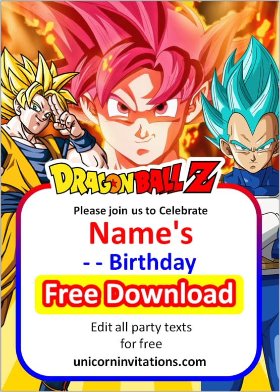 dragon ball z party invitation