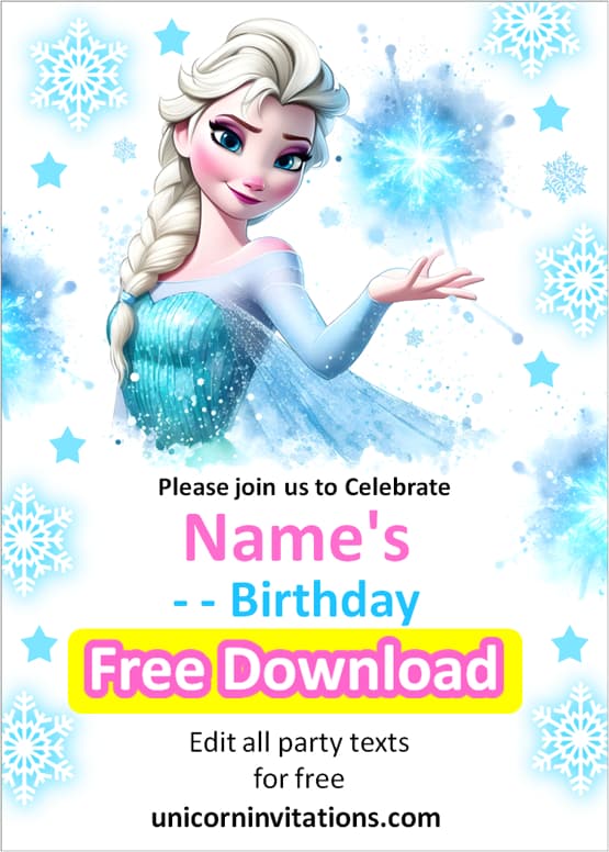 free frozen invitation editable