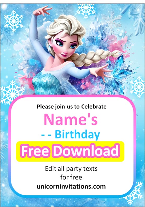 frozen invitations free