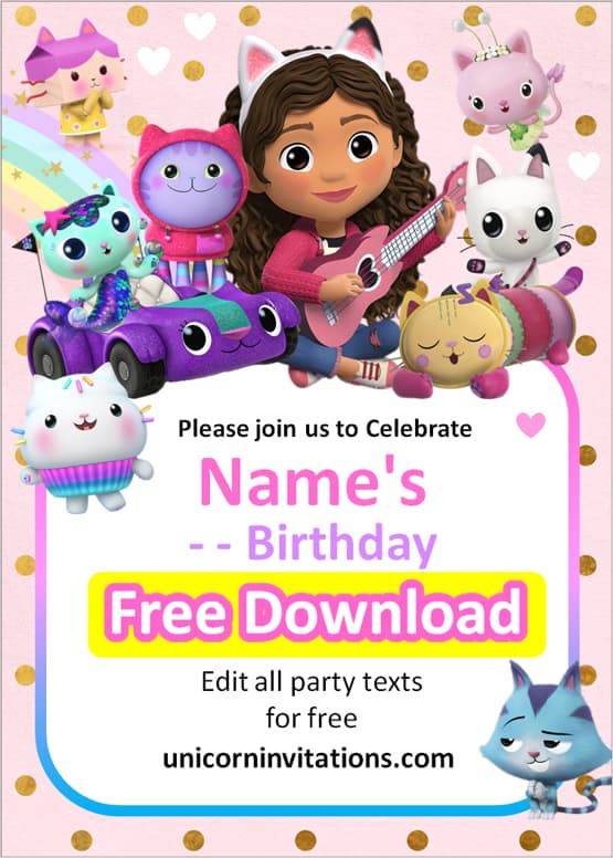 Gabby's Dollhouse invitations free