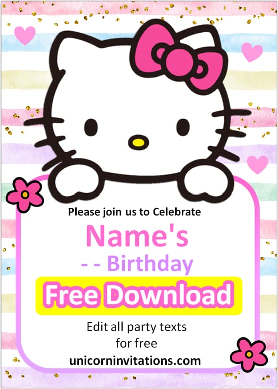 Hello Kitty invitationtemplates