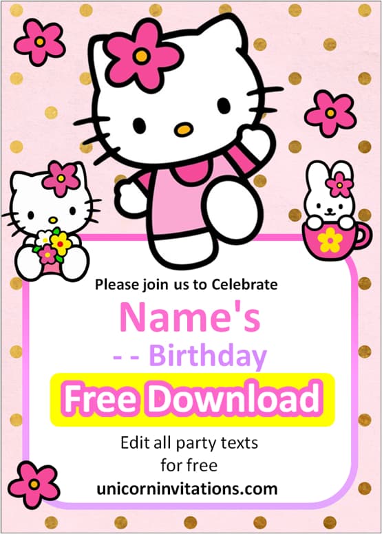 hello kitty invitation digital