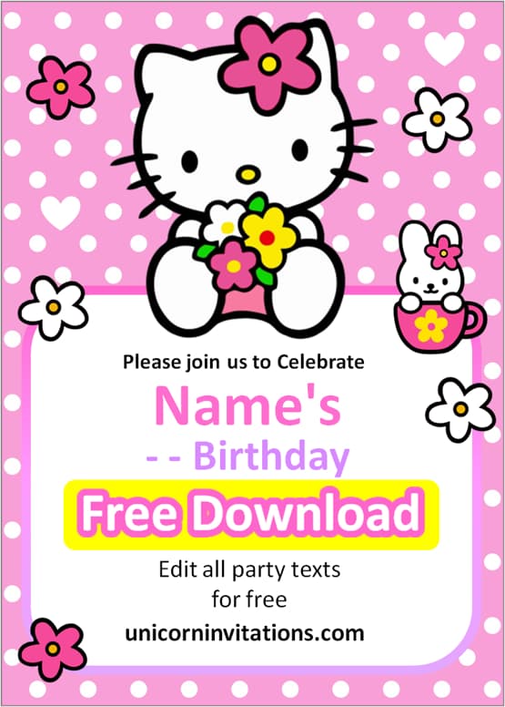 hello kitty invitation editable template free