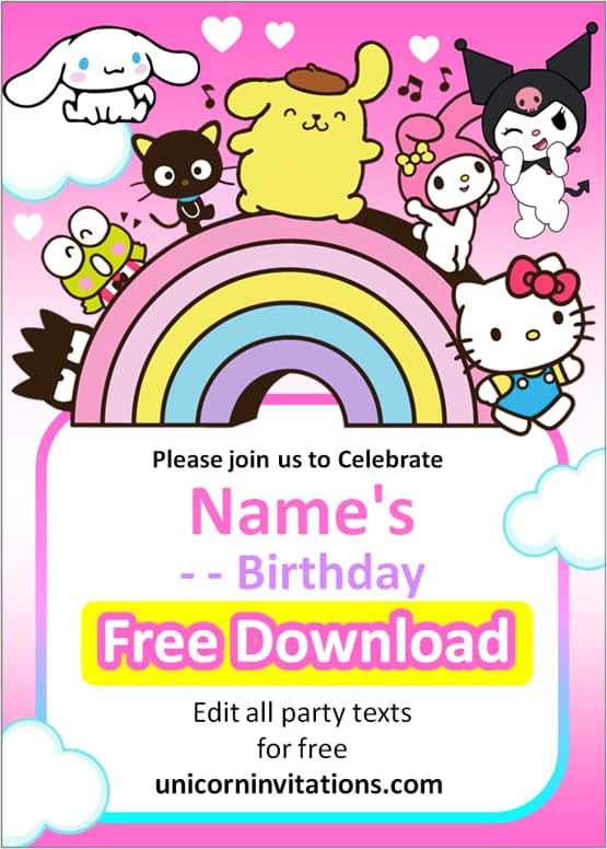 Hello Kitty Friends Invitation