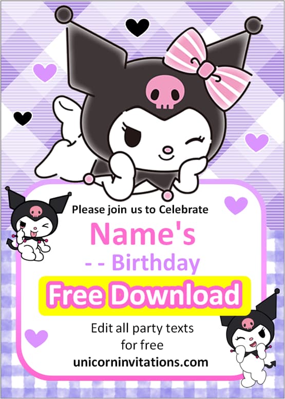 kuromi invitation template free download pdf