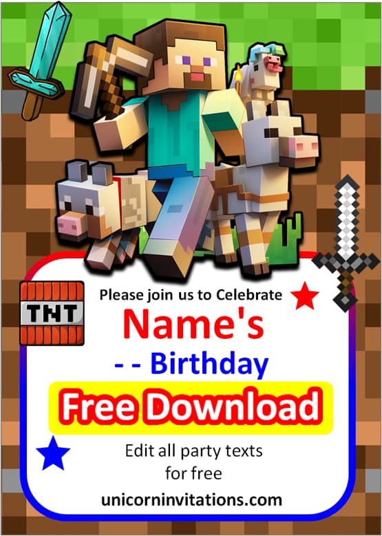 minecraft invitation birthday