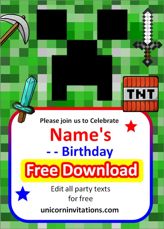 minecraft invitation digital