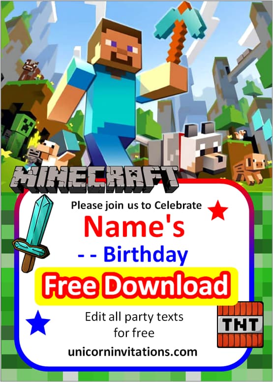 minecraft invitation for birthday