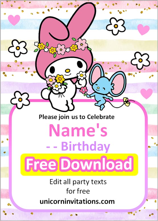 my melody invitation template free download