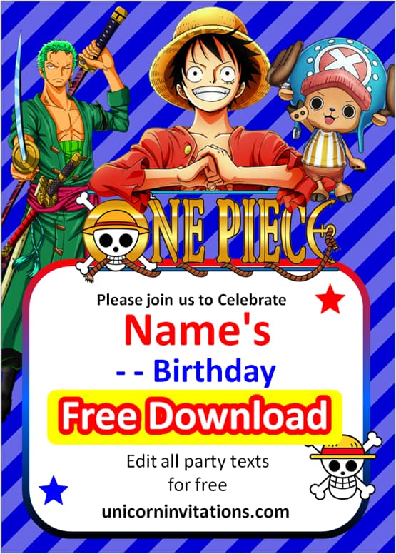 one piece digital invitation