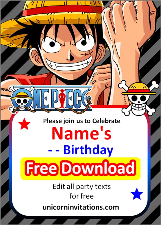 one piece invitation free