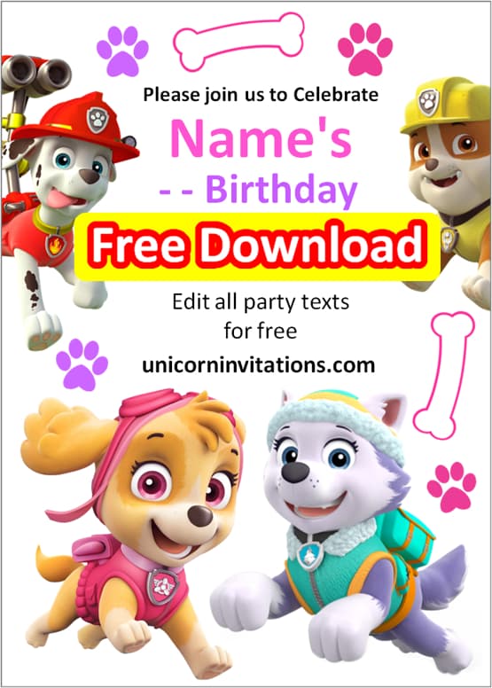 Printable PAW Patrol Birthday Invitations