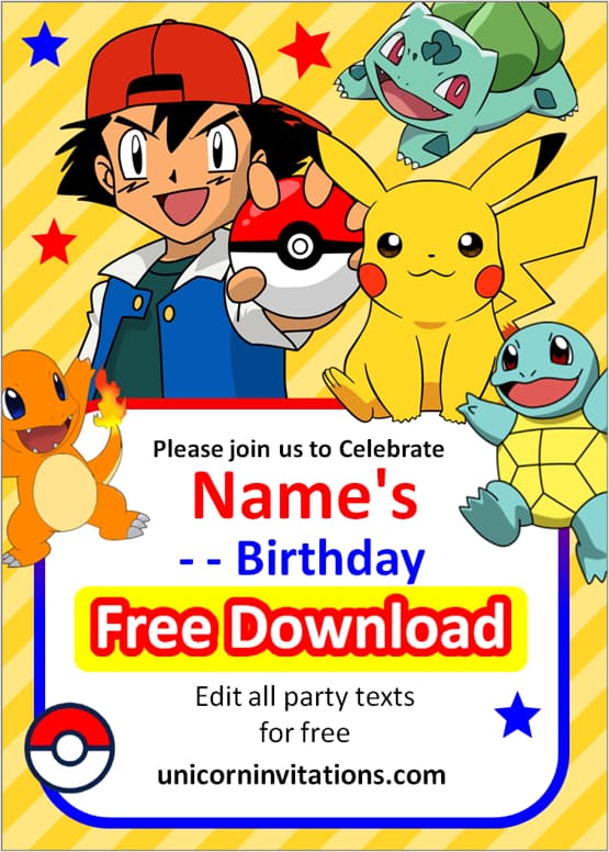 pokemon invitation birthday