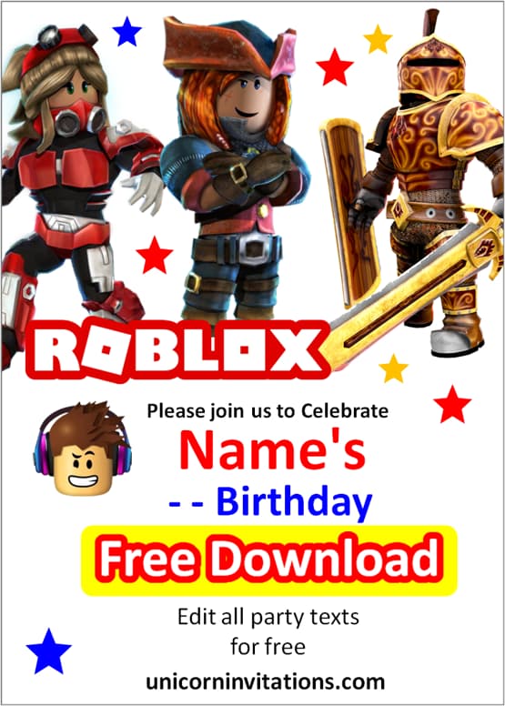 Printable Roblox Birthday Invitations