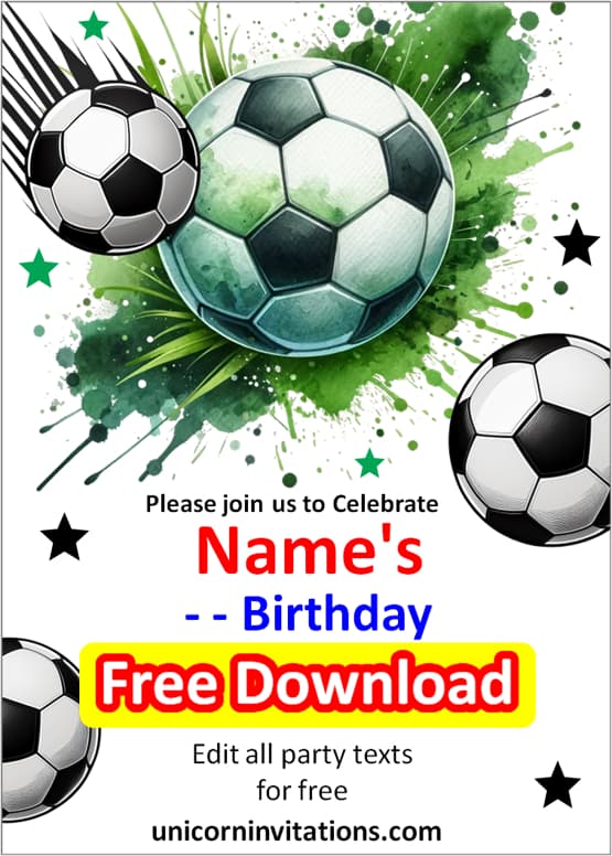 soccer digital invitation