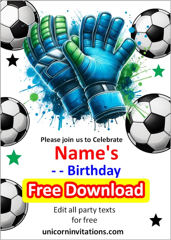 Soccer invitation templates goalkeeper