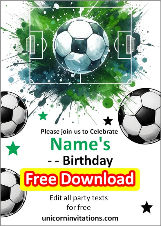 soccer birthday party invitation free