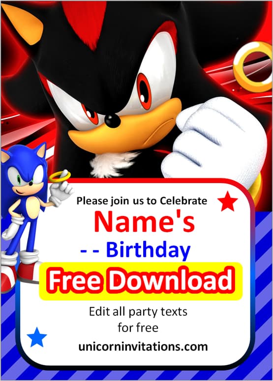 sonic invitation template