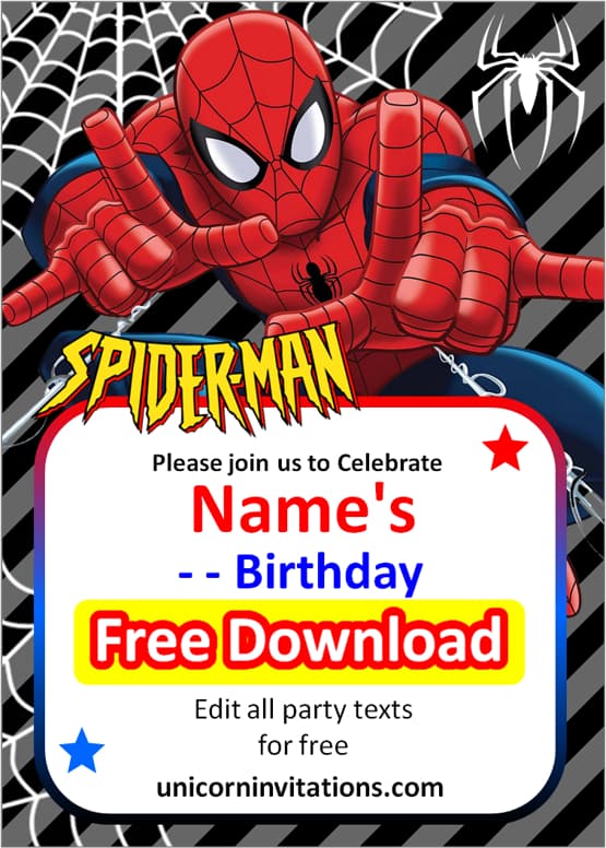 spiderman invitation editable free