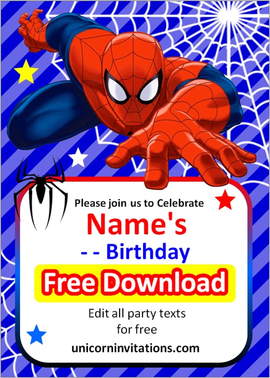 editable spiderman invitation template