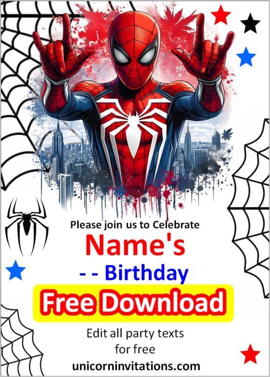 spiderman invitations blank